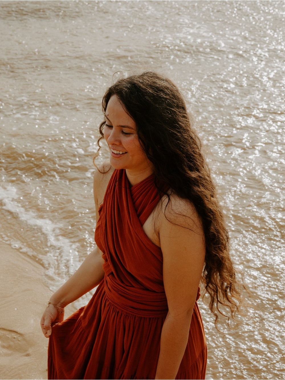 Thaluta Tiered Maxi Wrap Dress in Burnt Orange - Picture 6 of 7